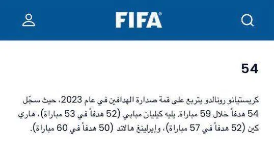 فيفا يزف بشرى لـ رونالدو بشأن لقب هداف 2023